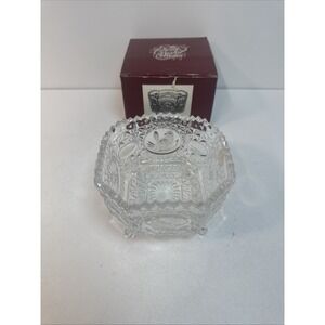Vintage Hofbauer Byrdes Clear Square Dish 4-Footed German Over 24% Lead Crystal